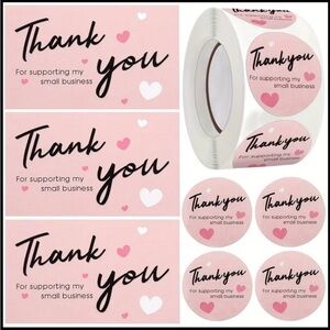 Pink Thank You Cards and Stickers